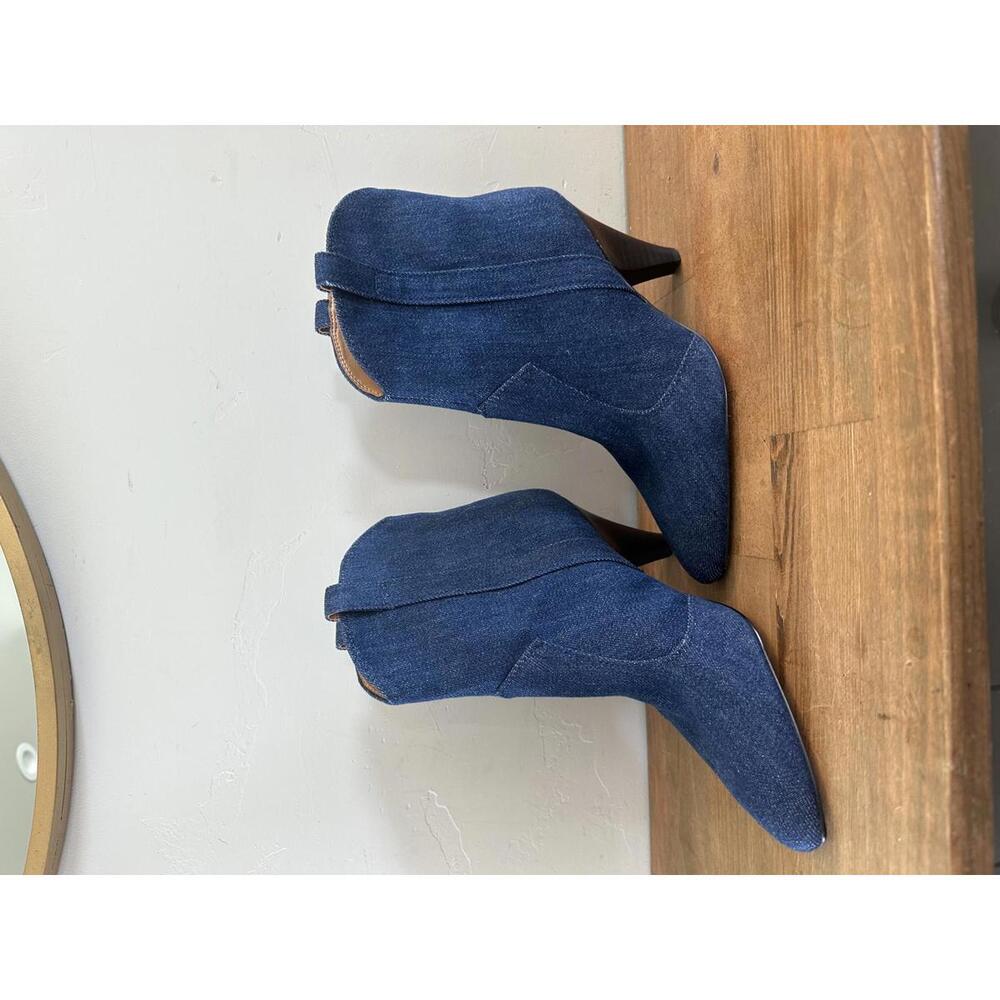 NEW Marc Fisher LTD Carissa Pull On Ankle Bootie Navy Denim Women’s size 7.5 - Picture 2 of 14